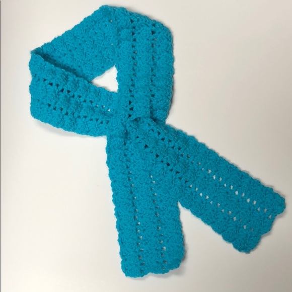 Turquoise neck warmer scarf handmade crochet - Picture 5 of 6